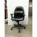 Casa Black Leather Mid Back Executive Task Chair w Arms